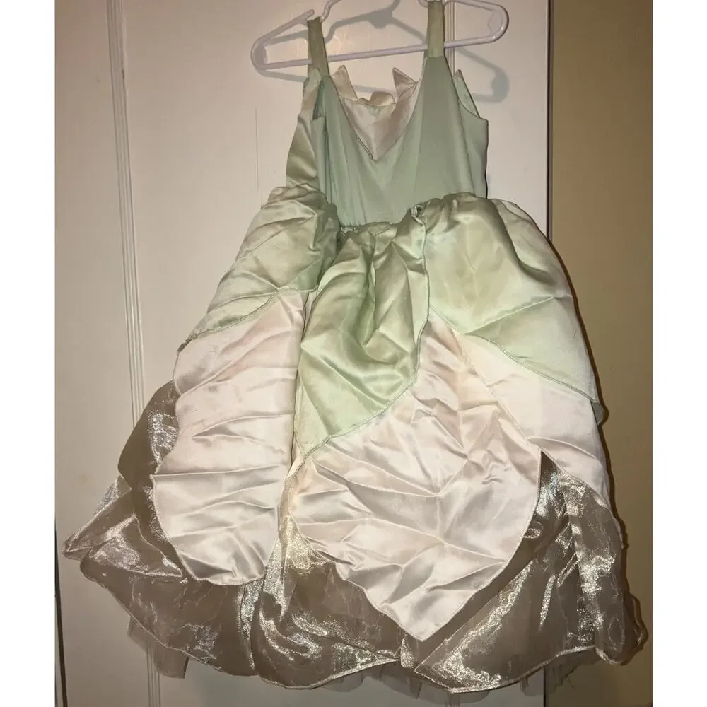 Princess And The Frog Tiana Halloween Costume Dress + Crown, Sleeves. 2-3 Yrs